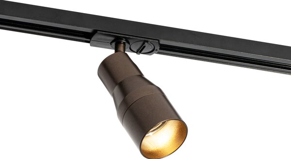 Sistema di illuminazione a binario moderno con 5 faretti bronzo scuro 1 fase - Iconic Kohua