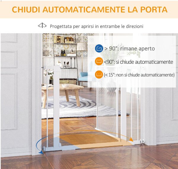 AllMyPets Cancelletto per Cani Estensibile a Pressione con Chiusura Automatica per Spazi da 75-103cm Bianco - 144V01WT-D06
