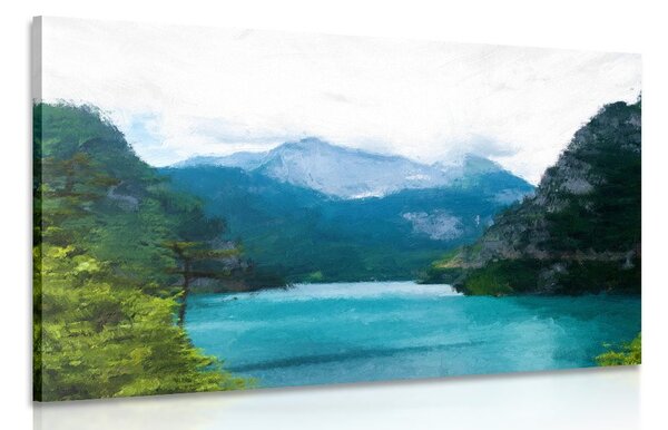 Quadro su tela – Lago di montagna dipinto