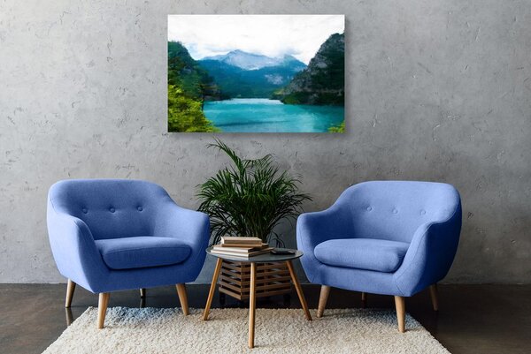 Quadro su tela – Lago di montagna dipinto