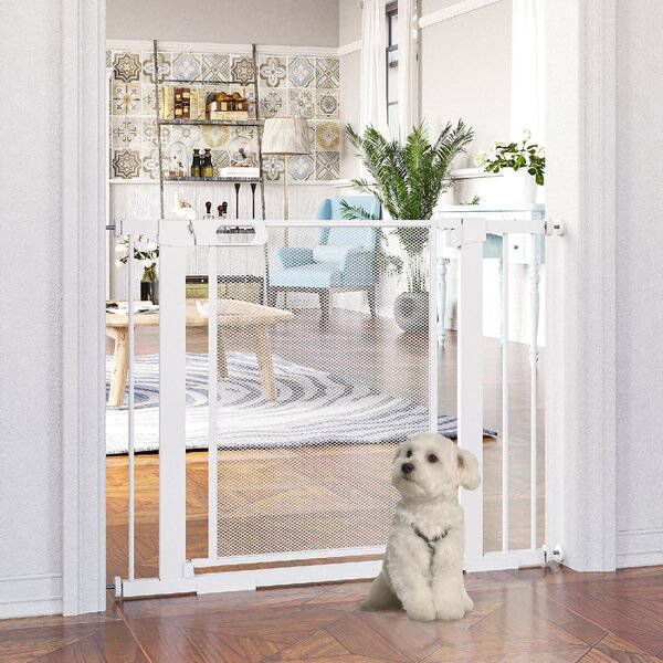 AllMyPets Cancelletto per Cani Estensibile a Pressione con Chiusura Automatica per Spazi da 75-103cm Bianco - 144V01WT-D06