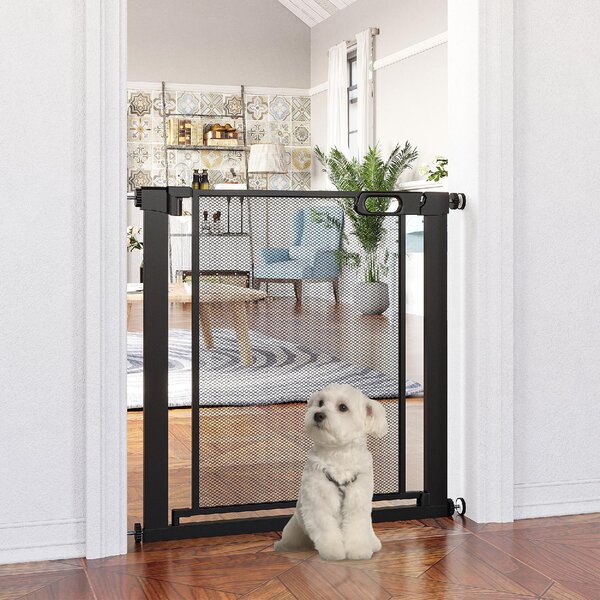 AllMyPets Cancelletto per Cani Estensibile a Pressione con Chiusura Automatica, Acciaio e ABS, 75-82x76 cm colore Nero - R359BK