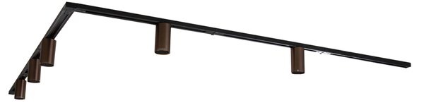 Sistema di illuminazione a binario moderno con 5 faretti bronzo scuro monofase GU10 50 mm - Iconic Ruby