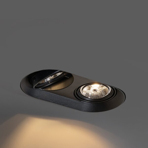 Set di 6 faretti da incasso arrotondati neri GU10 70mm 2-luci - Hubs