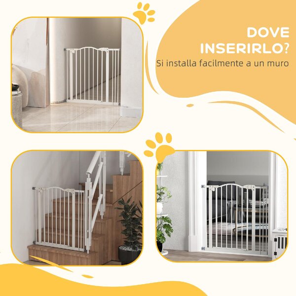 AllMyPets Cancelletto per Cani Estensibile con 2 Blocchi e Chiusura Automatica in Metallo e Plastica 74-87x78 cm colore Bianco - U5625WT
