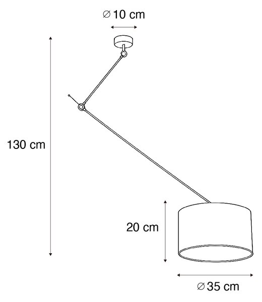 Lampada a Sospensione Nera con Paralume in Velluto Tortora 35cm - Blitz