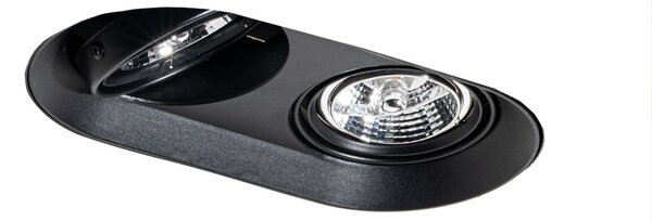 Set di 6 faretti da incasso arrotondati neri GU10 70mm 2-luci - Hubs