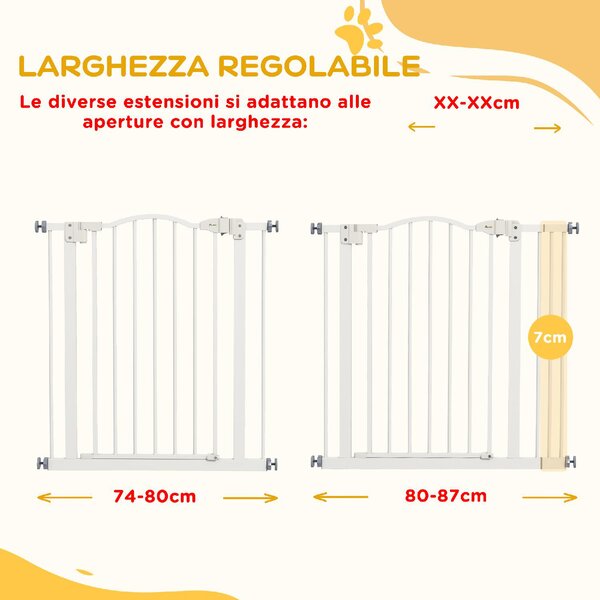 AllMyPets Cancelletto per Cani Estensibile con 2 Blocchi e Chiusura Automatica in Metallo e Plastica 74-87x78 cm colore Bianco - U5625WT