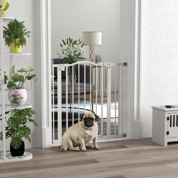 AllMyPets Cancelletto per Cani Estensibile con 2 Blocchi e Chiusura Automatica in Metallo e Plastica 74-87x78 cm colore Bianco - U5625WT