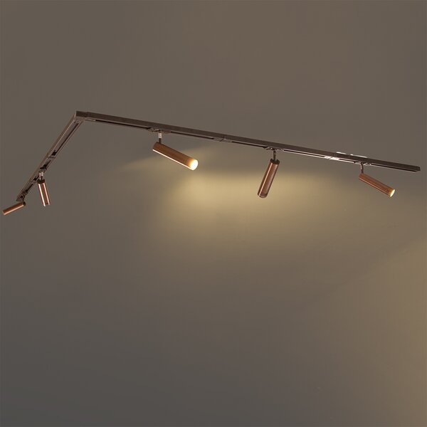 Sistema di illuminazione su binario moderno con 5 faretti bronzo scuro monofase GU10 35 mm - Iconic Jeana Luxe
