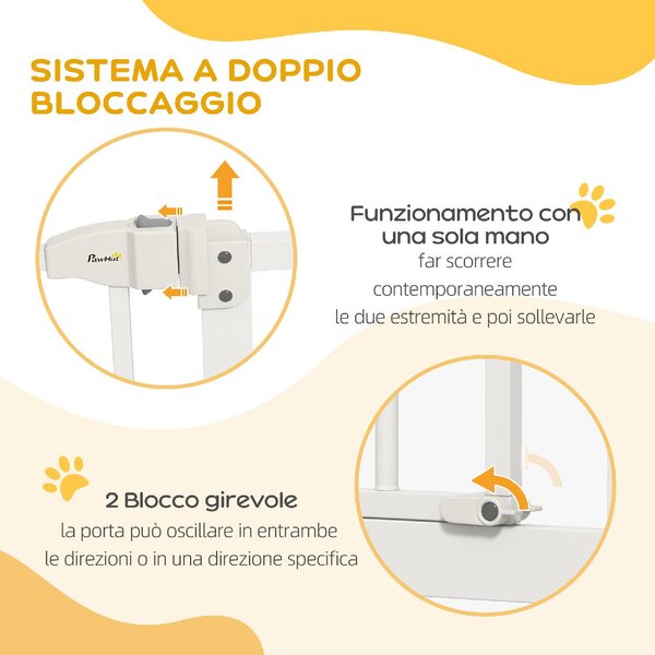 AllMyPets Cancelletto per Cani Estensibile con 2 Blocchi e Chiusura Automatica in Metallo e Plastica 74-87x78 cm colore Bianco - U5625WT