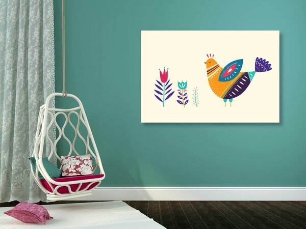 Quadro su tela – Gallinella in stile folk