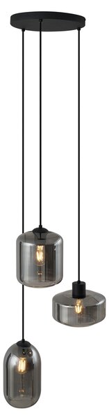 Lampada a sospensione moderna nera con vetro fumé a 3 luci - Sheena