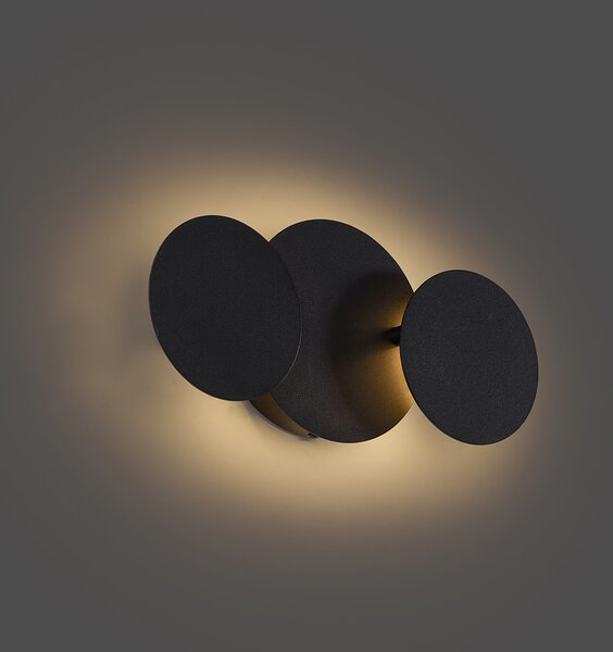 Lampada da parete moderna nera con LED dimmerabile a 3 livelli 3 luci - Sunrise