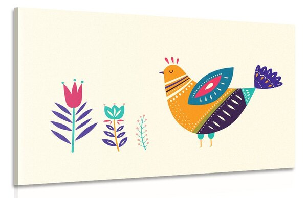 Quadro su tela – Gallinella in stile folk
