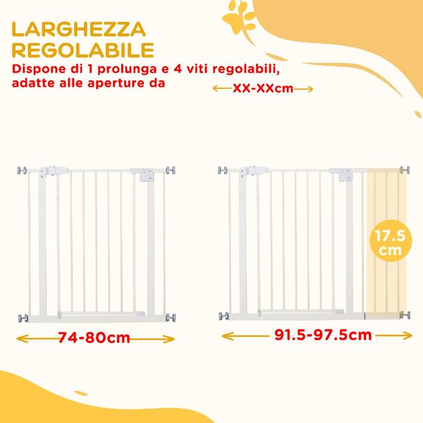 AllMyPets Cancelletto per Cani Estensibile con Montaggio a Pressione e Chiusura Automatica Altezza 76.2 cm colore Bianco - 99A477F