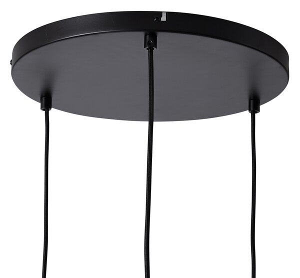 Lampada a sospensione retrò nera con vetro arancione a 3 luci - Denise