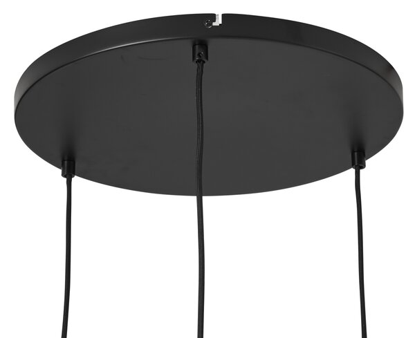 Lampada a sospensione Japandi nera con paralume in tessuto marrone a 3 luci - Bida