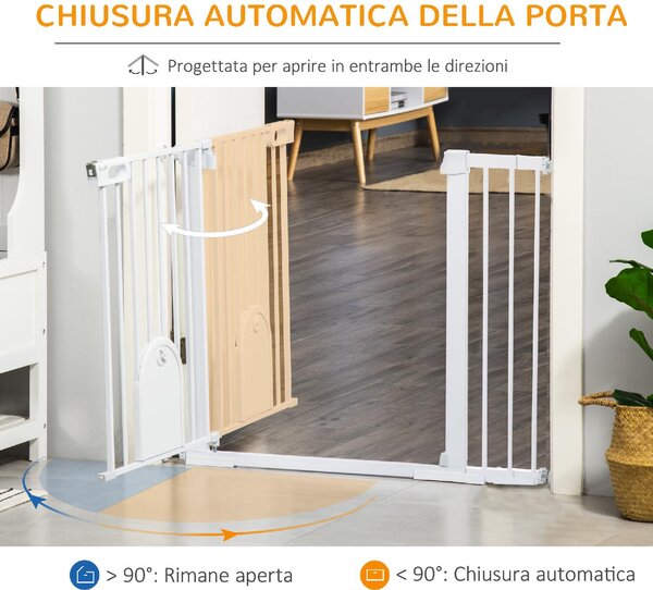 AllMyPets Cancelletto per Cani Estensibile con Porta a Chiusura Automatica in Metallo e ABS 75-131x76 cm Bianco - 110V02-D06