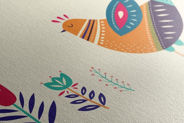 Quadro su tela – Gallinella in stile folk