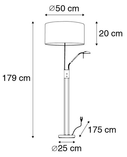 Lampada da terra in acciaio e bianco con braccio di lettura regolabile - Luxor