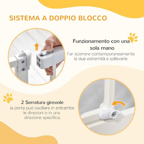 AllMyPets Cancelletto per Cani Estensibile con Montaggio a Pressione e Chiusura Automatica Altezza 76.2 cm colore Bianco - 99A477F