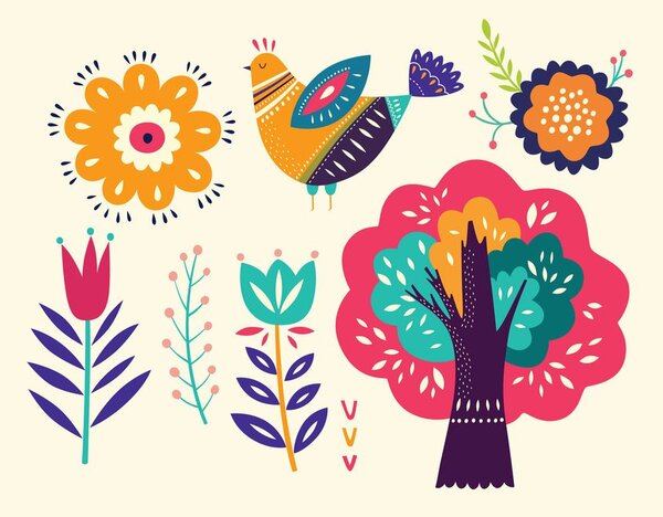 Stampa su tela – Natura in stile folk