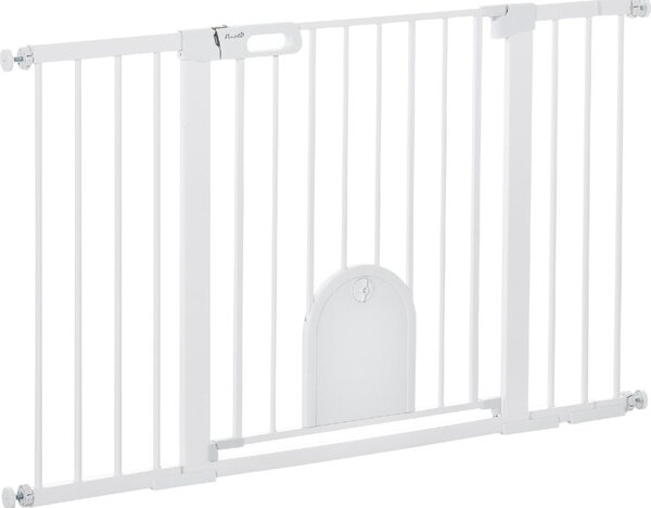 AllMyPets Cancelletto per Cani Estensibile con Porta a Chiusura Automatica in Metallo e ABS 75-131x76 cm Bianco - 110V02-D06
