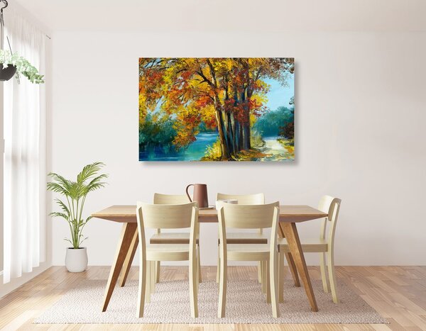 Stampa su tela – Alberi dipinti nei colori dell'autunno