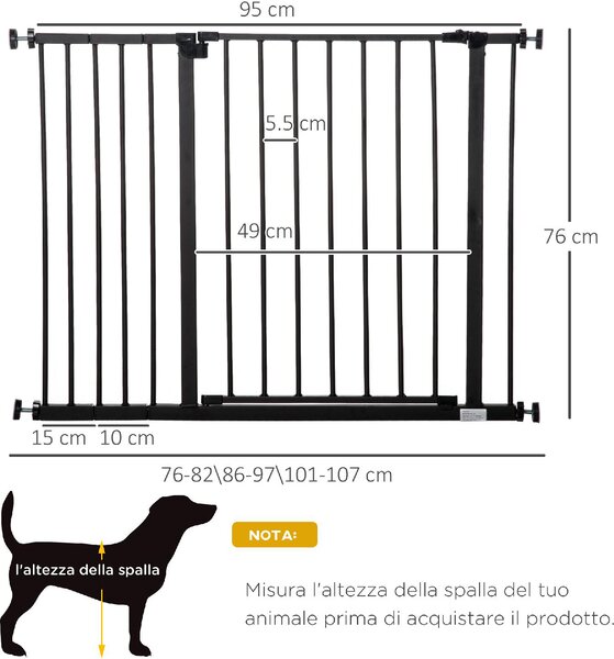 AllMyPets Cancelletto per Cani Estensibile con Viti e Ampia Apertura in Metallo e Plastica 76-107x76 cm colore Nero - A228BKAO10