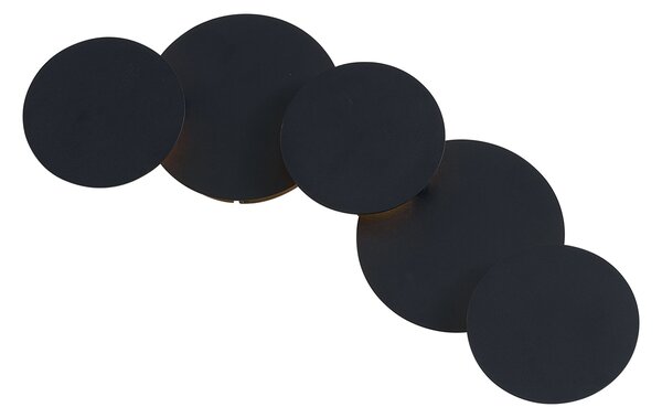 Lampada da parete moderna nera con LED dimmerabile a 3 livelli 5 luci - Sunrise