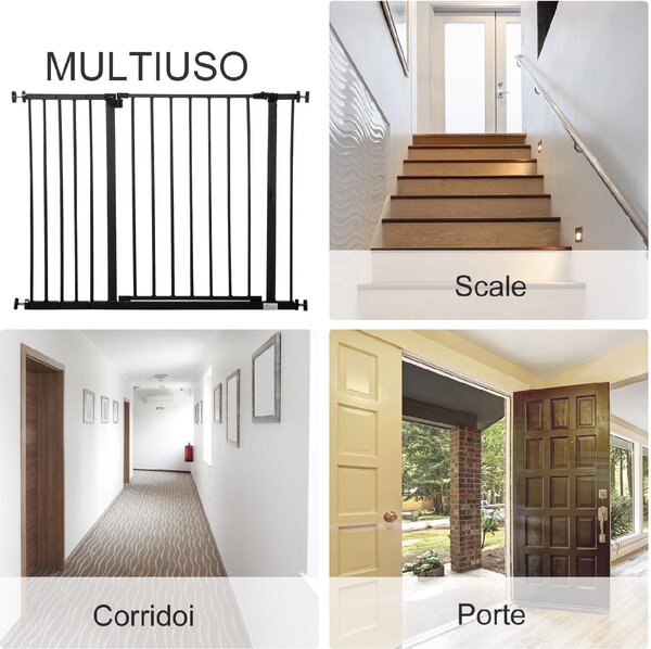 AllMyPets Cancelletto per Cani Estensibile con Viti e Ampia Apertura in Metallo e Plastica 76-107x76 cm colore Nero - A228BKAO10