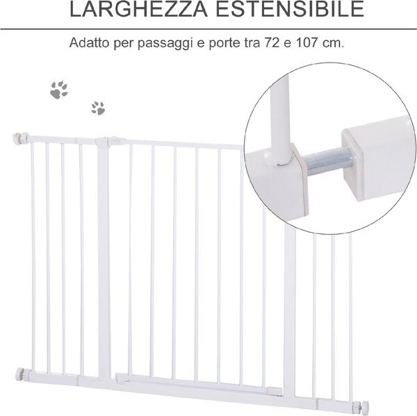 AllMyPets Cancelletto per Cani Estensibile da 72-107cm Montaggio a Pressione - D5655D