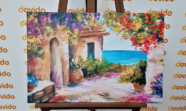 Macke vista su un vicolo design quadro stampa tela dipinto telaio arredo casa