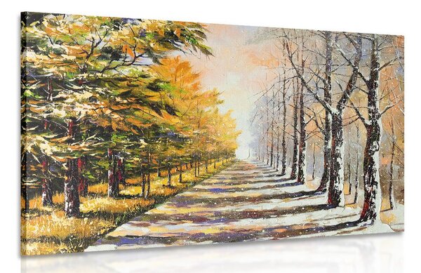 Quadro su tela – Viale alberato autunnale