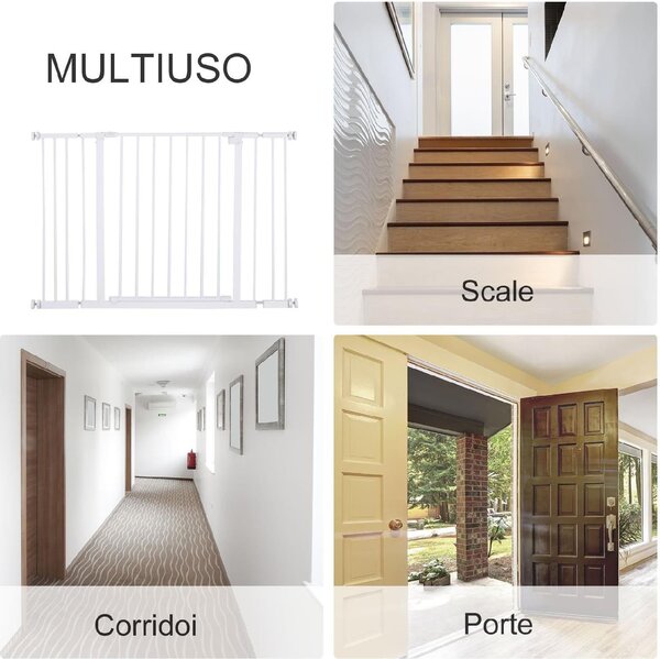 AllMyPets Cancelletto per Cani Estensibile da 72-107cm Montaggio a Pressione - D5655D
