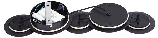 Lampada da parete moderna nera con LED dimmerabile a 3 livelli 5 luci - Sunrise