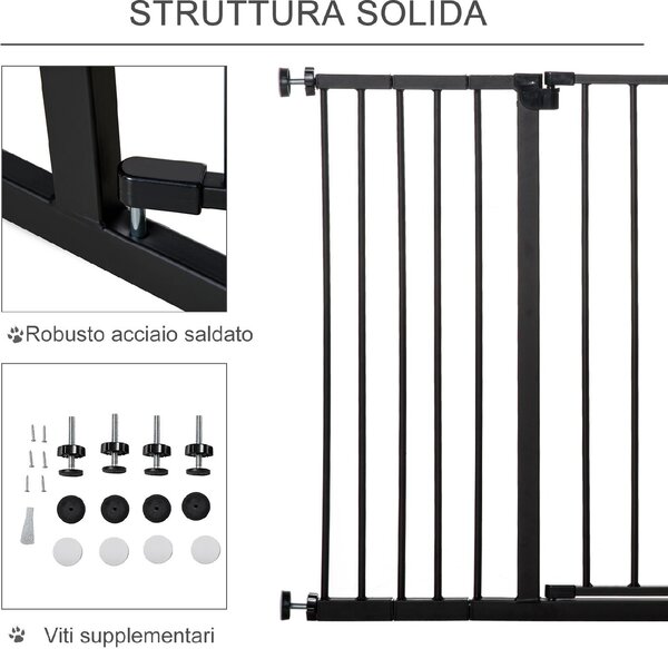 AllMyPets Cancelletto per Cani Estensibile con Viti e Ampia Apertura in Metallo e Plastica 76-107x76 cm colore Nero - A228BKAO10