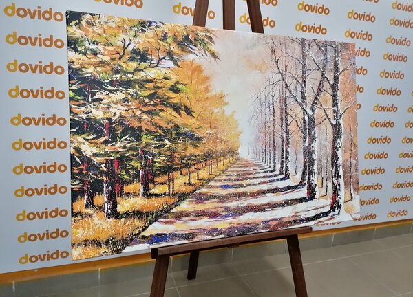 Quadro su tela – Viale alberato autunnale