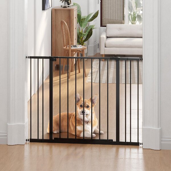AllMyPets Cancelletto per Cani Estensibile con Viti e Ampia Apertura in Metallo e Plastica 76-107x76 cm colore Nero - A228BKAO10