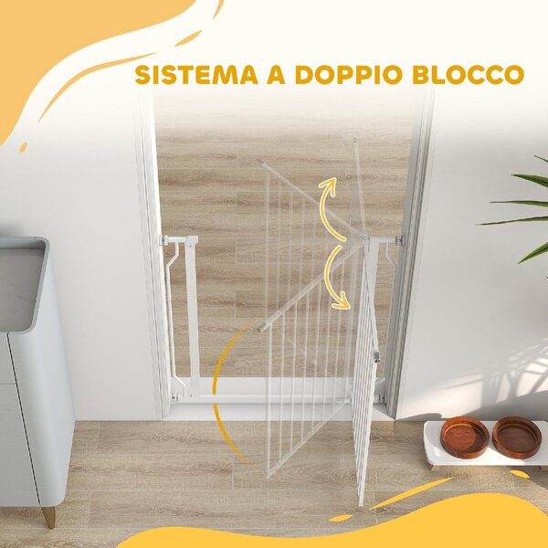 AllMyPets Cancelletto per Cani Estensibile e Regolabile per Scale e Porte in Acciaio e ABS 75-85x76 cm colore Bianco - W703WT