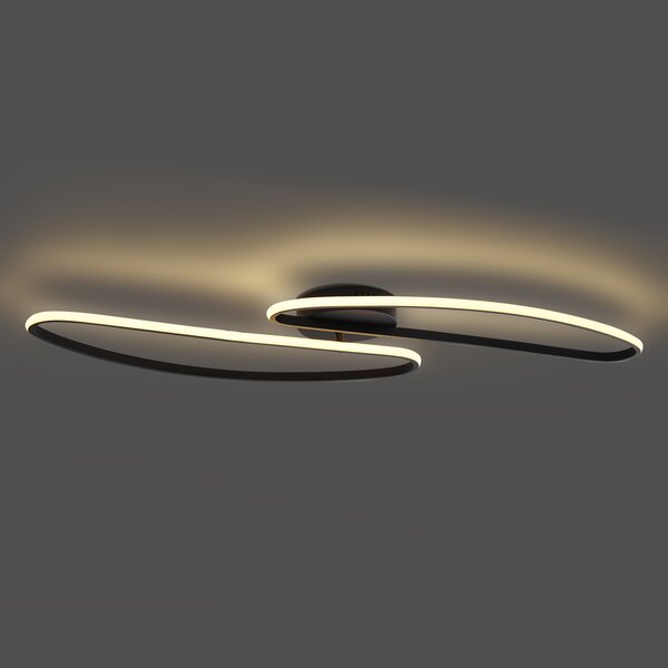 Plafoniera di design nera 100 cm con LED dimmerabile a 3 livelli 2 luci - Pepe