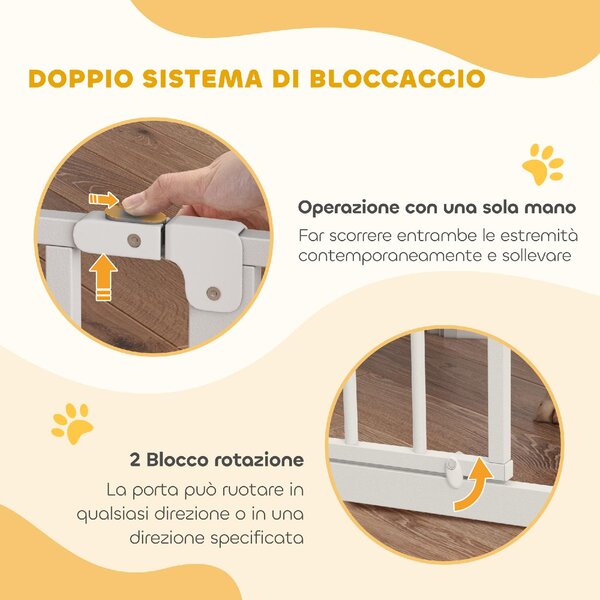AllMyPets Cancelletto per Cani Estensibile e Regolabile per Scale e Porte in Acciaio e ABS 75-85x76 cm colore Bianco - W703WT