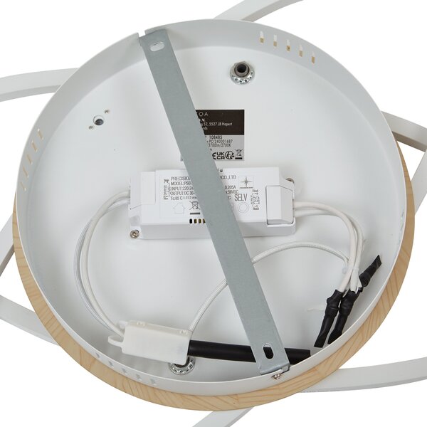 Plafoniera bianca con legno con LED dimmerabile a 3 livelli 2 luci - Kane