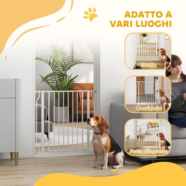 AllMyPets Cancelletto per Cani Estensibile e Regolabile per Scale e Porte in Acciaio e ABS 75-85x76 cm colore Bianco - W703WT