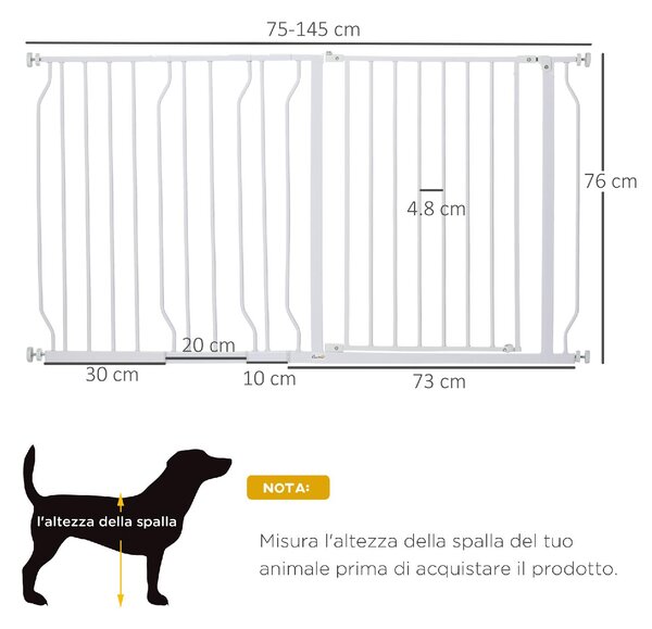 AllMyPets Cancelletto per Cani Estensibile da 75-145cm in Acciaio e ABS - 109V02D06
