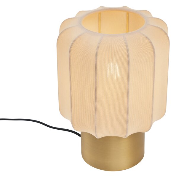 Lampada da tavolo Japandi oro con paralume beige - Pluni