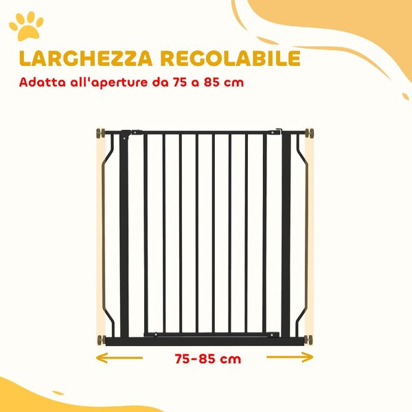 AllMyPets Cancelletto per Cani Estensibile e Regolabile per Scale e Porte, in Acciaio e ABS, 75-85x76 cm colore Nero - L3743BK