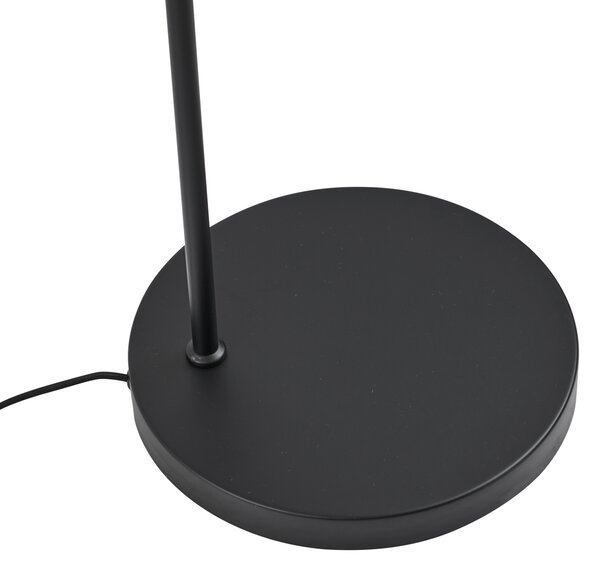 Lampada da terra Japandi nera con paralume oro e beige - Pluni