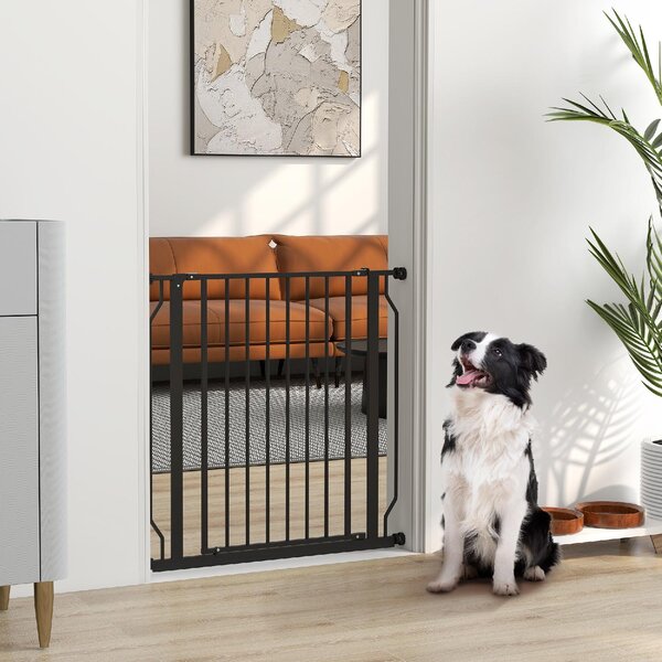 AllMyPets Cancelletto per Cani Estensibile e Regolabile per Scale e Porte, in Acciaio e ABS, 75-85x76 cm colore Nero - L3743BK